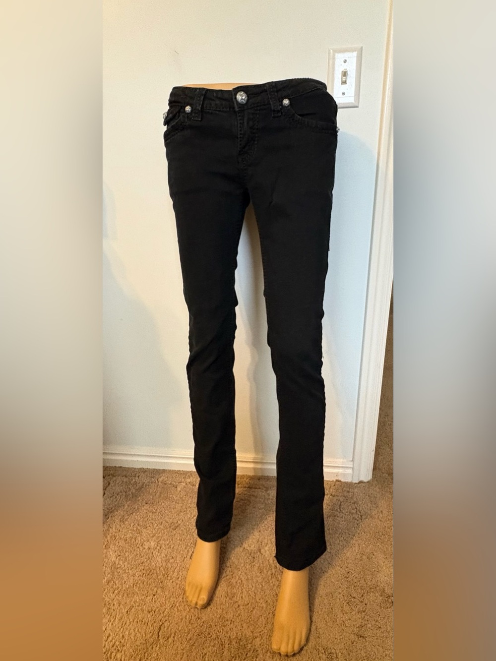 Women's Slim Straight Black Jeans 5/6 Gazoz